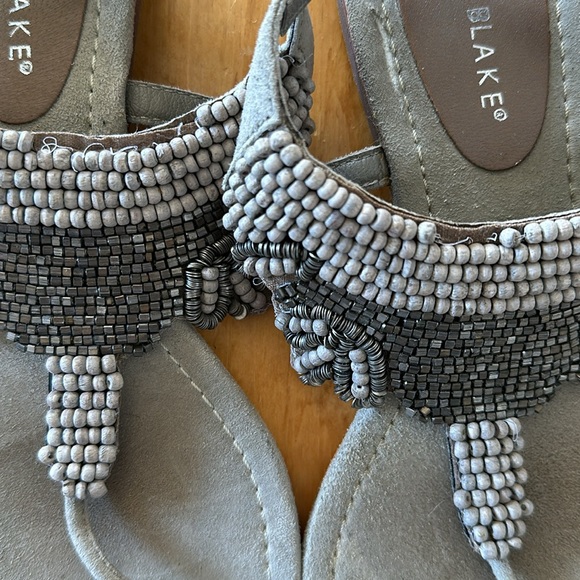Bryan Blake Grey Suede & Beaded sandals in EU size 38 with added rubber soles. - Picture 8 of 8